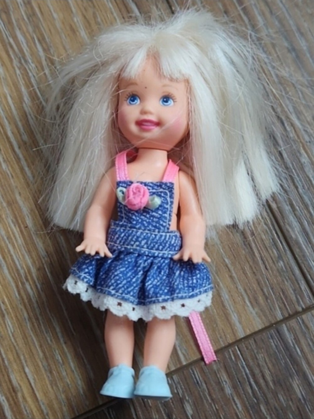 Vintage Kelly Barbie Doll Jean Dress Blue Shoes